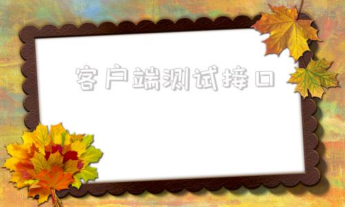 客户端测试接口客户端测试怎么测试